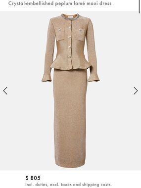 Self-Portrait Champagne Crystal-Embellished Peplum Maxi Dress